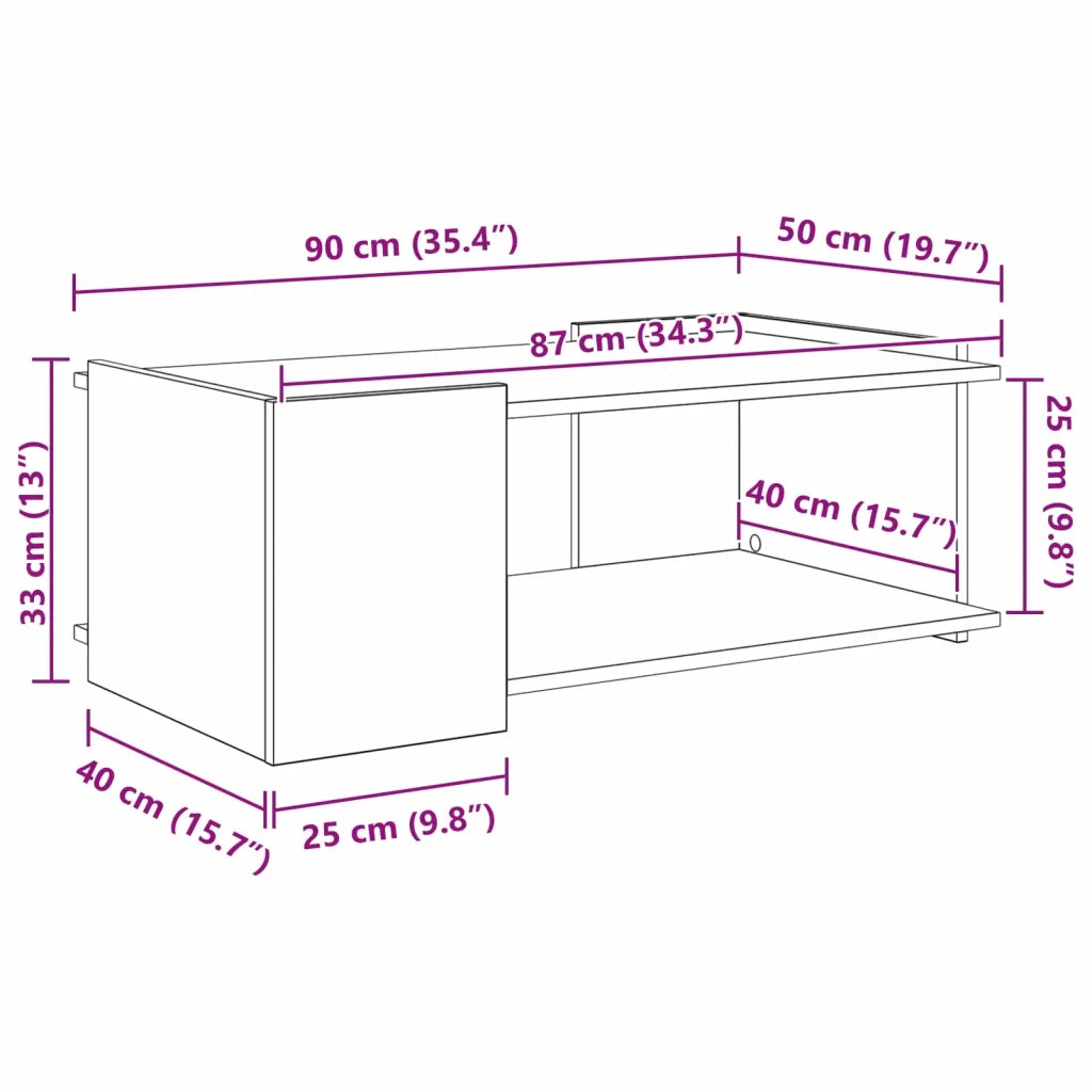 Tavolino da salotto Rovere Fumo 90 x 50 x 33 cm 8000998