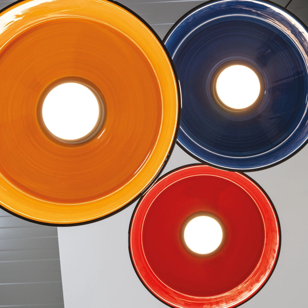 Circus Black Lampada a sospensione a LED, design artigianale in ceramica blu, diametro 24 cm, temperatura 2700K, dimmerabile TRIAC, alta efficienza