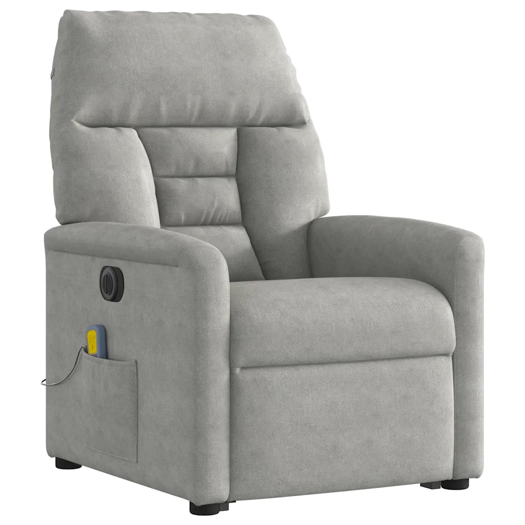 Poltrona a Rialzo Reclinabile Massaggi Grigio Chiaro Microfibra 3303109