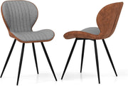 Set di 2 sedie da pranzo rivestite in tessuto, sedie con schienale curvo, sedie moderne con gambe in metallo, sedie imbottite, per soggiorno, sala da pranzo, camera da letto, grigio+marrone