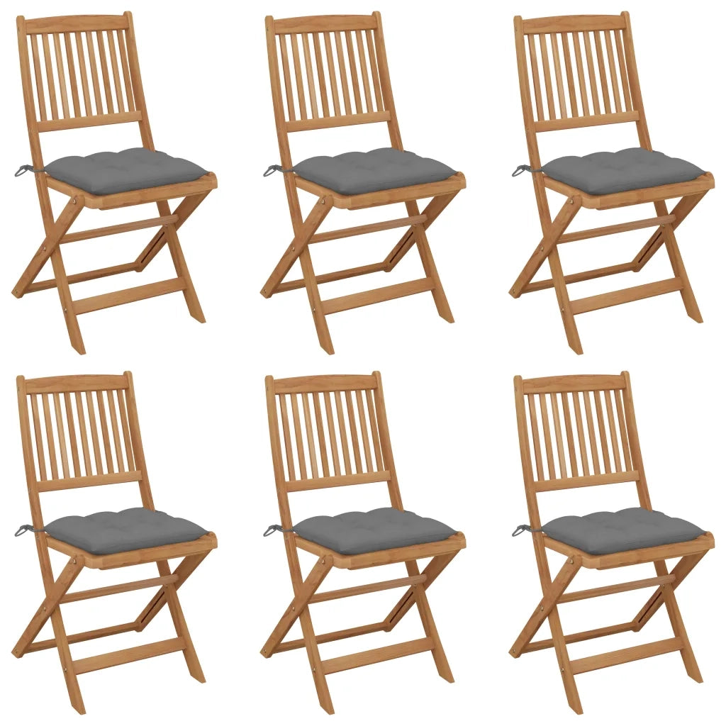 Sedie da Giardino Pieghevoli 6 pz con Cuscini Massello Acacia cod mxl 8488