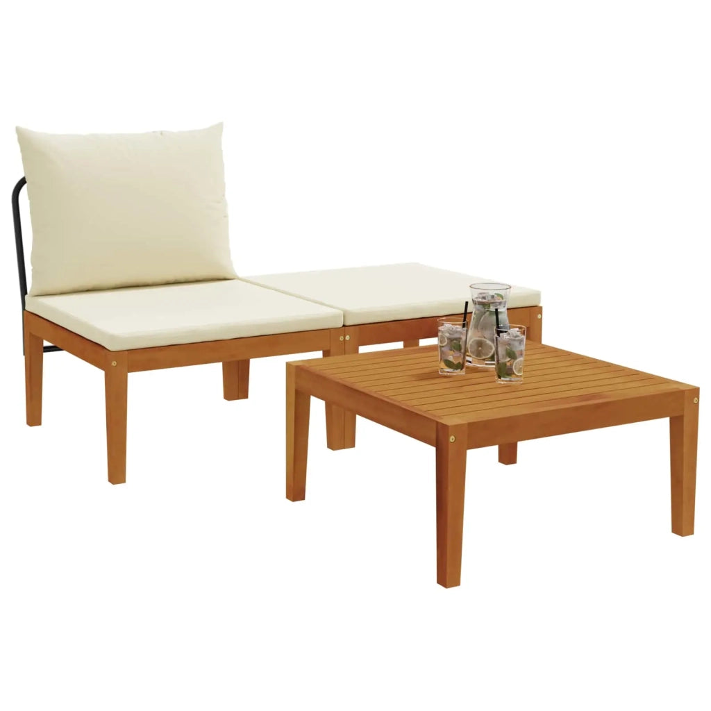 3 pcs Set da Giardino con Cuscini Naturale 42022078