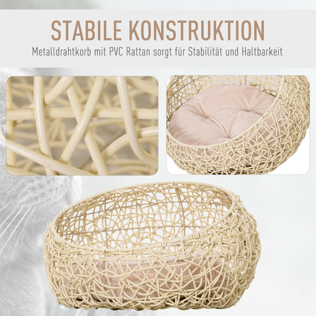 Cuccia per gatti ¨C Xylo ¨C rattan beige ?56x35 cm con cuscino