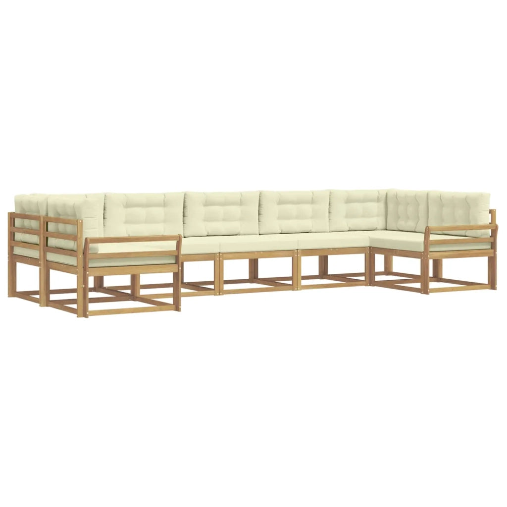 Set di divani da esterno con cuscino 7 pcs Bianco e Crema 3386969