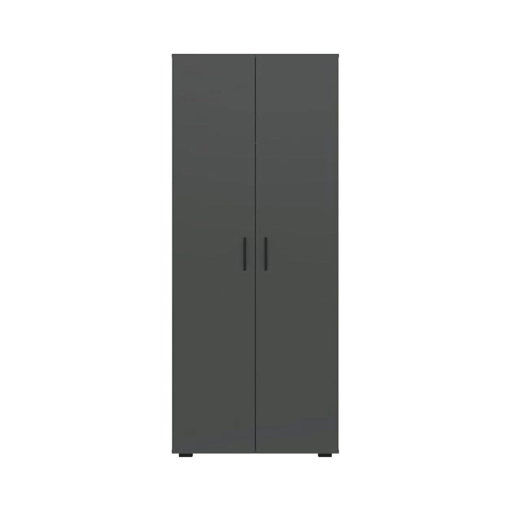 Armadio Camera da Letto Malvito, Guardaroba 2 Ante un Ripiano, 74x179h cm Nero Antracite