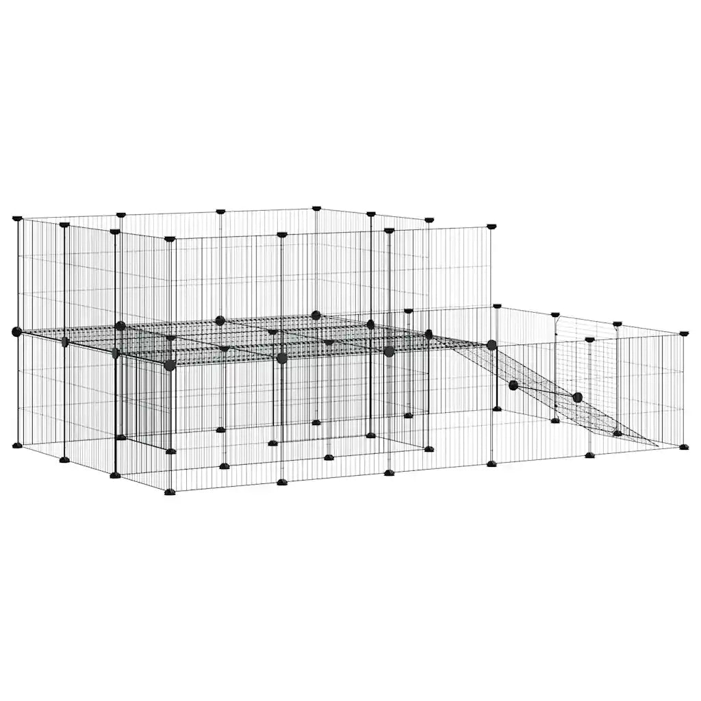 Gabbia per Animali 44 Pannelli con Porta Nera 35x35 cm Acciaio 3114063