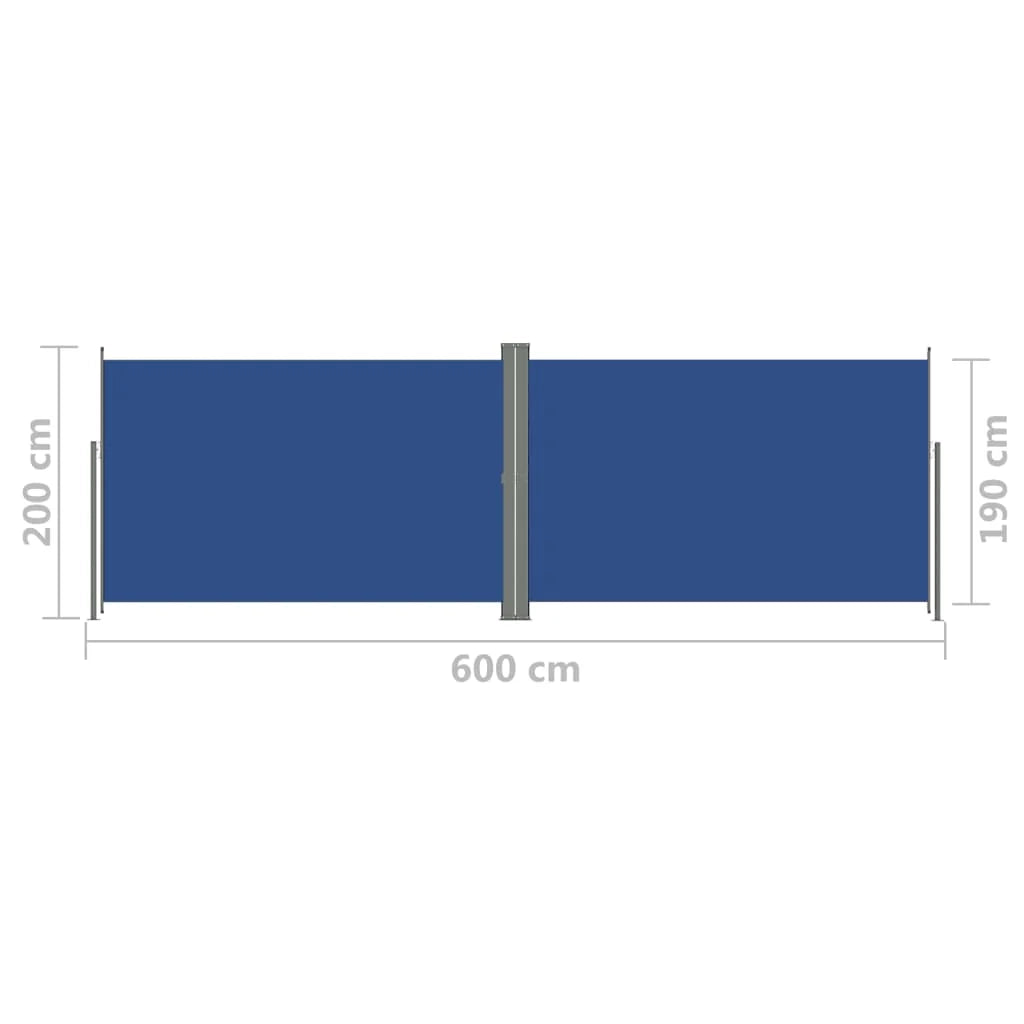 Tenda da sole laterale retrattile/schermo privacy per patio giardino terrazza balcone schermo blu 200 x 600 cm 02_0007148