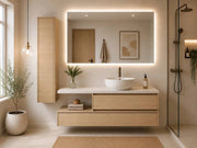 Mobile bagno componibile MENORCA con 2 moduli da 60 e 120 cm, piano top da 120 cm con lavabo e colonna, senza specchio