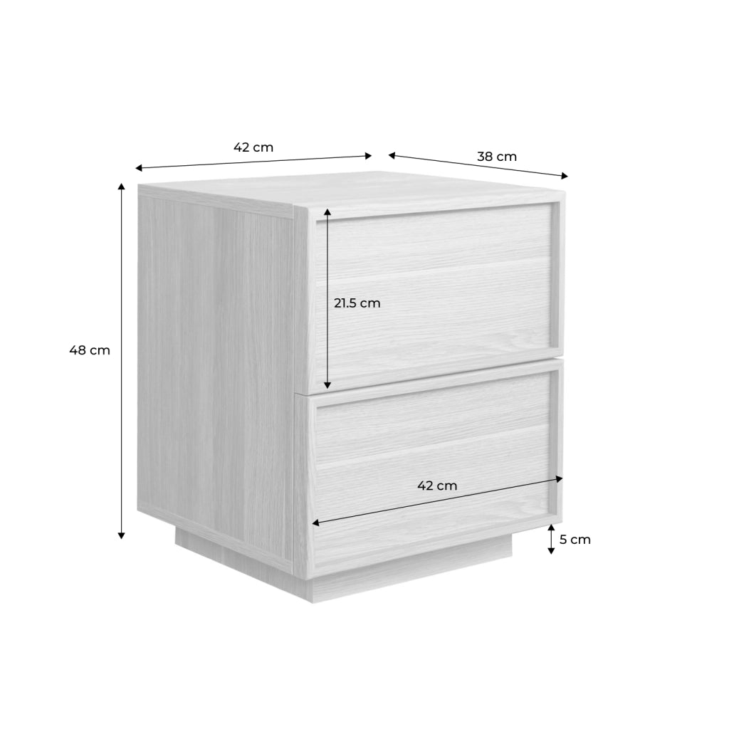 Comodino effetto legno 2 cassetti, marrone naturale
