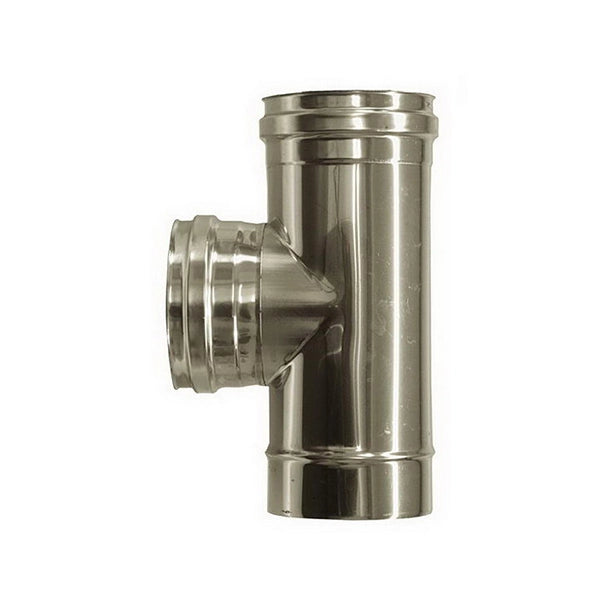 Raccordo T 90 femmina canna fumaria DN 100 tubo acciaio inox 316