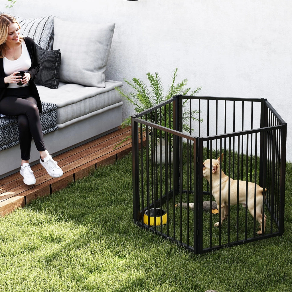 Recinto per cani ¨C zephmum ¨C nero, pieghevole, 5 pannelli