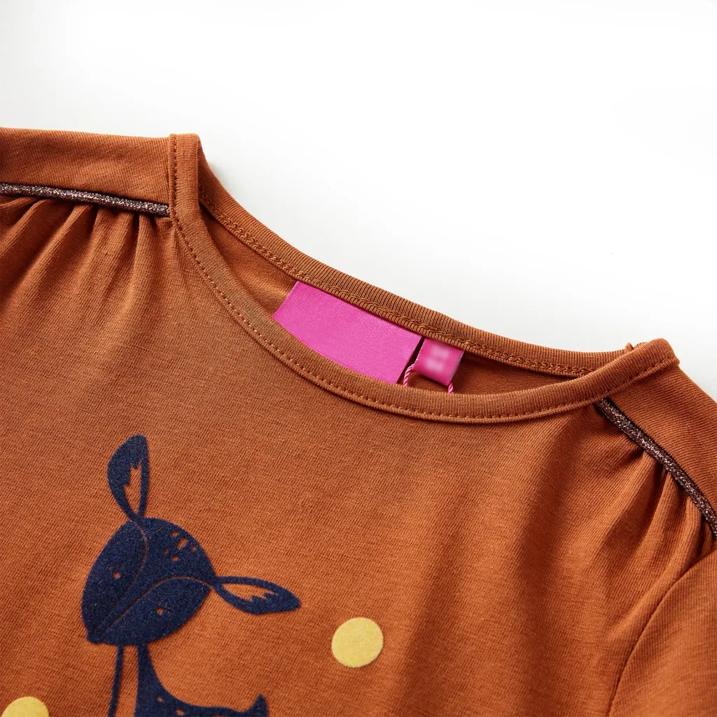 Maglietta da Bambina a Maniche Lunghe Cognac 140cod mxl 84353