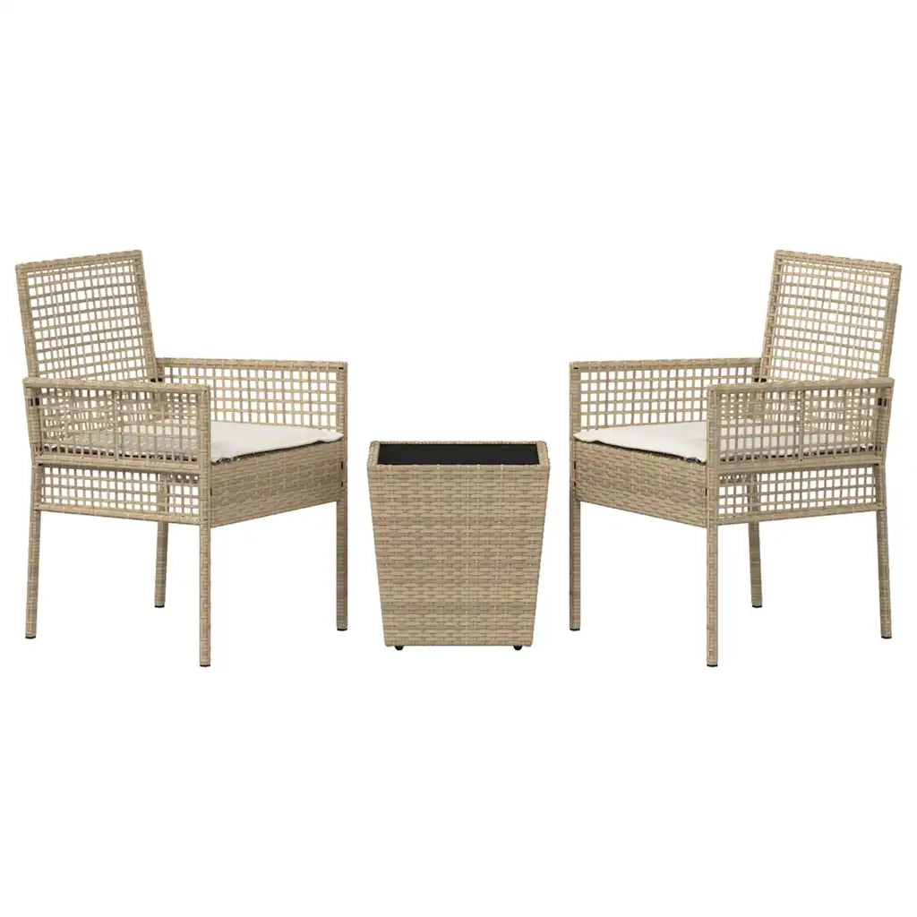 Set Bistro da Giardino 3 pz | Set Salotto da Giardino Beige polyrattan