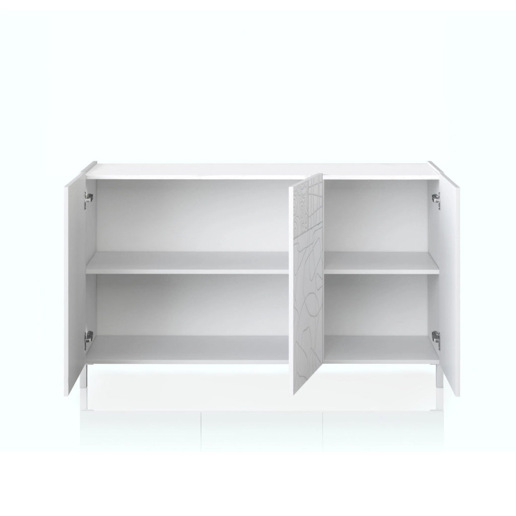Madia 3 ante effetto legno laccata bianca cm. H.84 x L.130 x P.40