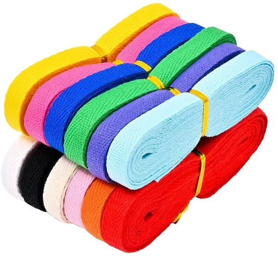 Pacchetto di Tessuto di Cotone con 12 Colori - 60 Metri - Per Progetti di Sartoria e Artigianato - B1cm x L4.57m