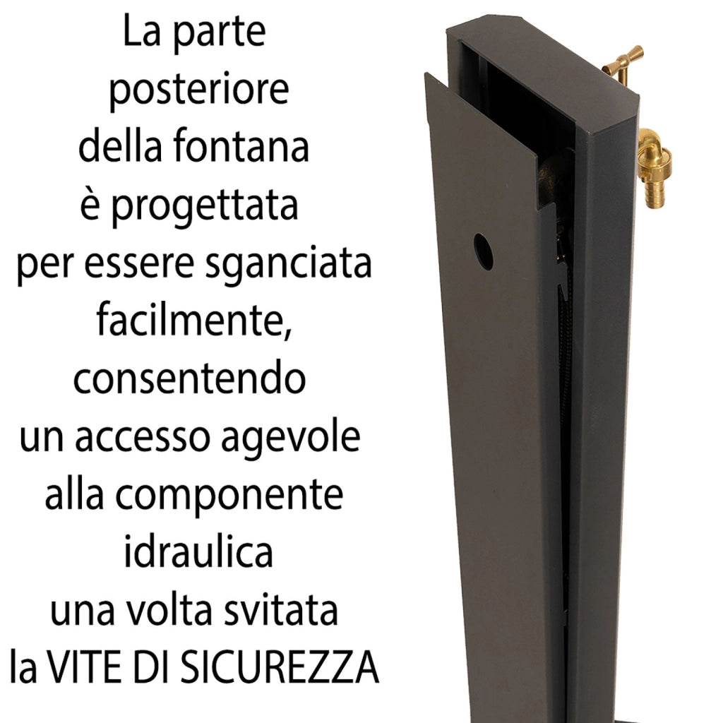 Fontana da Giardino Design a Colonna Ovale Rubinetto in Ottone Senza Base Antracite