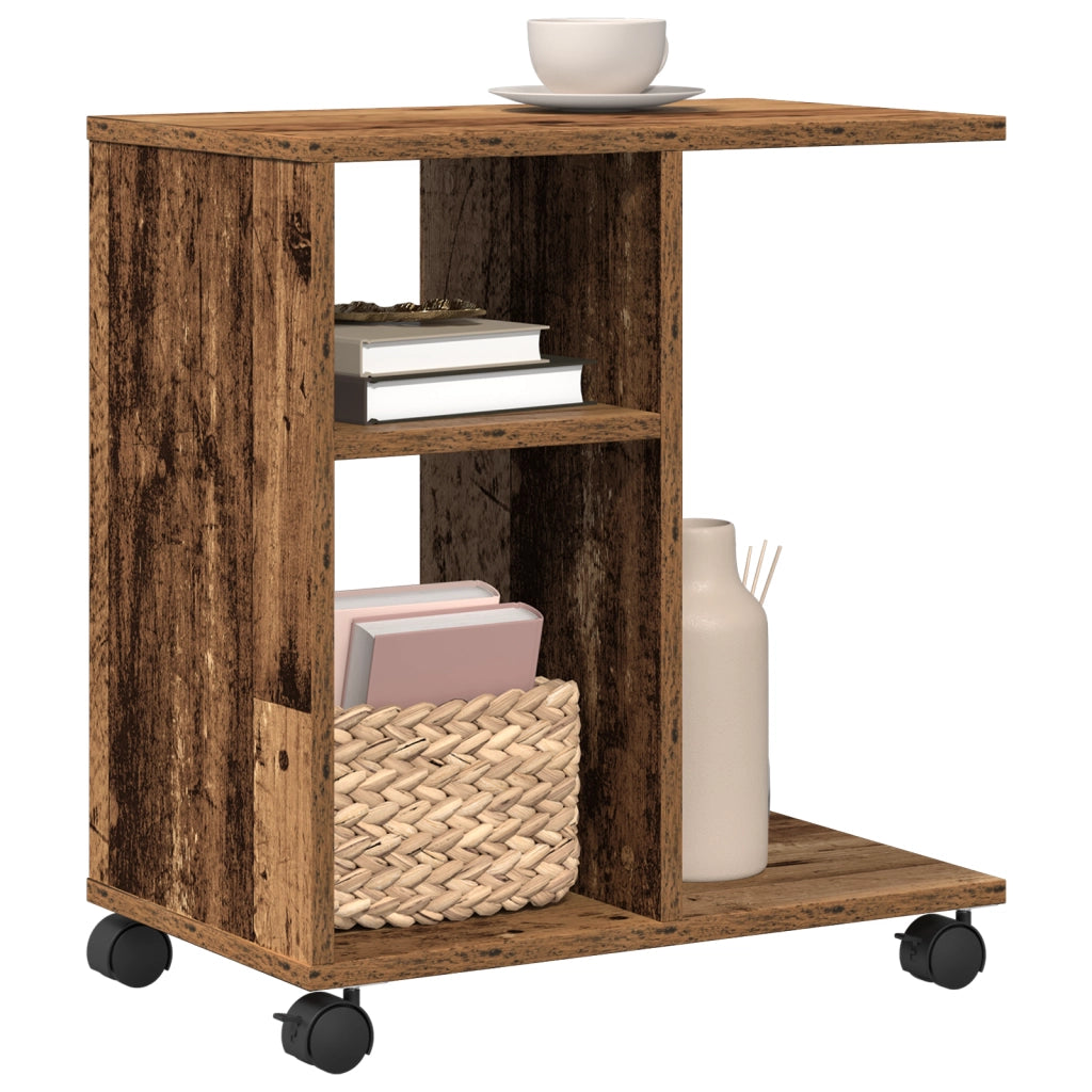 Tavolino  con ruote in legno vecchio 50x30x55 cm in legno ingegnerizzato