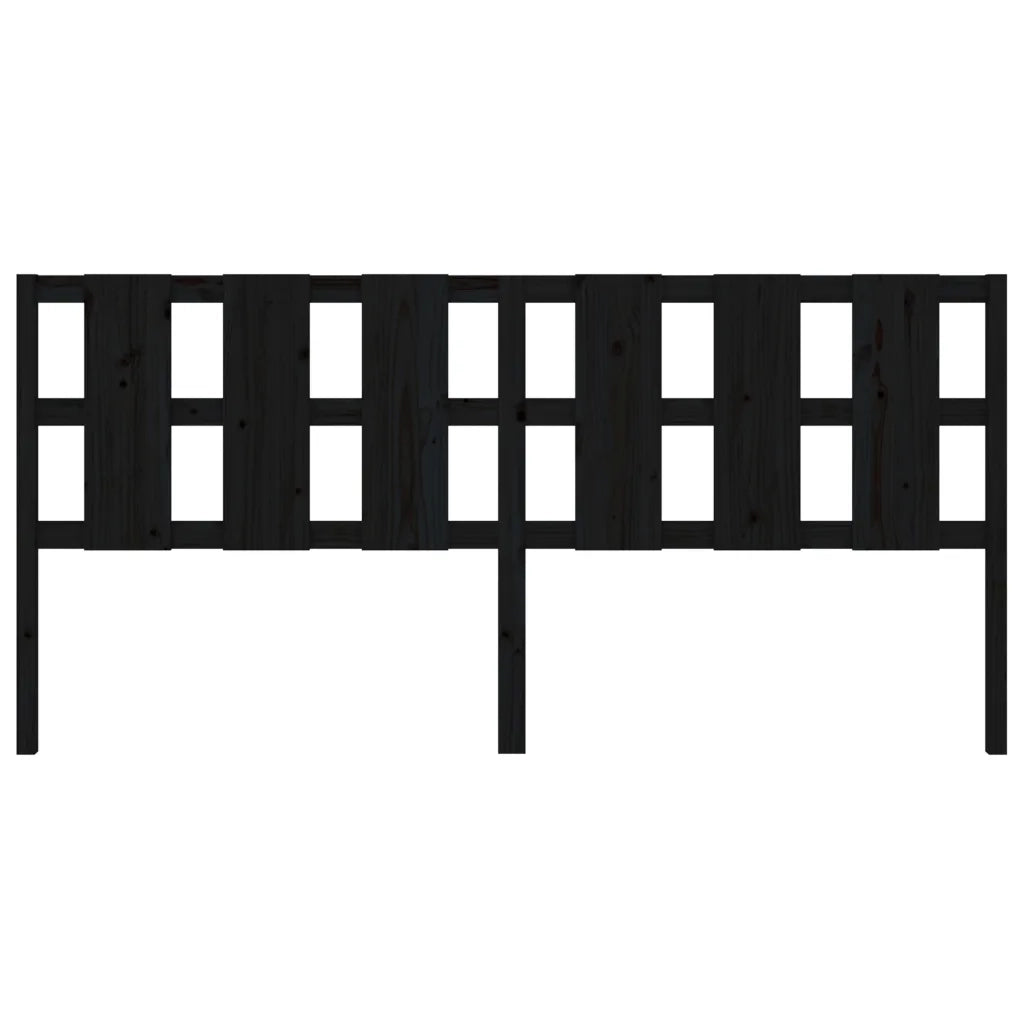 Testiera per Letto Nera 205,5x4x100cm in Legno Massello di Pino 818014