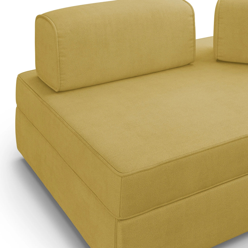 Liberty Divano con pouf estraibile e schienali movibili in tessuto morbido impermeabile T02 160 cm giallo