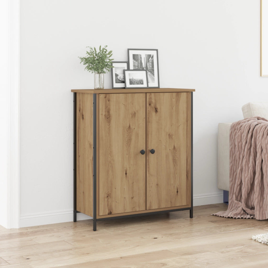 Credenza in Rovere Artigianale 70x30x80 cm Legno ingegnerizzato e Acciaio