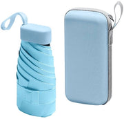 Ombrellino da viaggio miniaturizzato - Ripiegabile e leggero - Blu celeste - Impermeabile e resistente al vento - Adatto per l'uso quotidiano