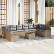 Set Divano da Giardino 11 pcs Beige e Grigio Chiaro polyrattan