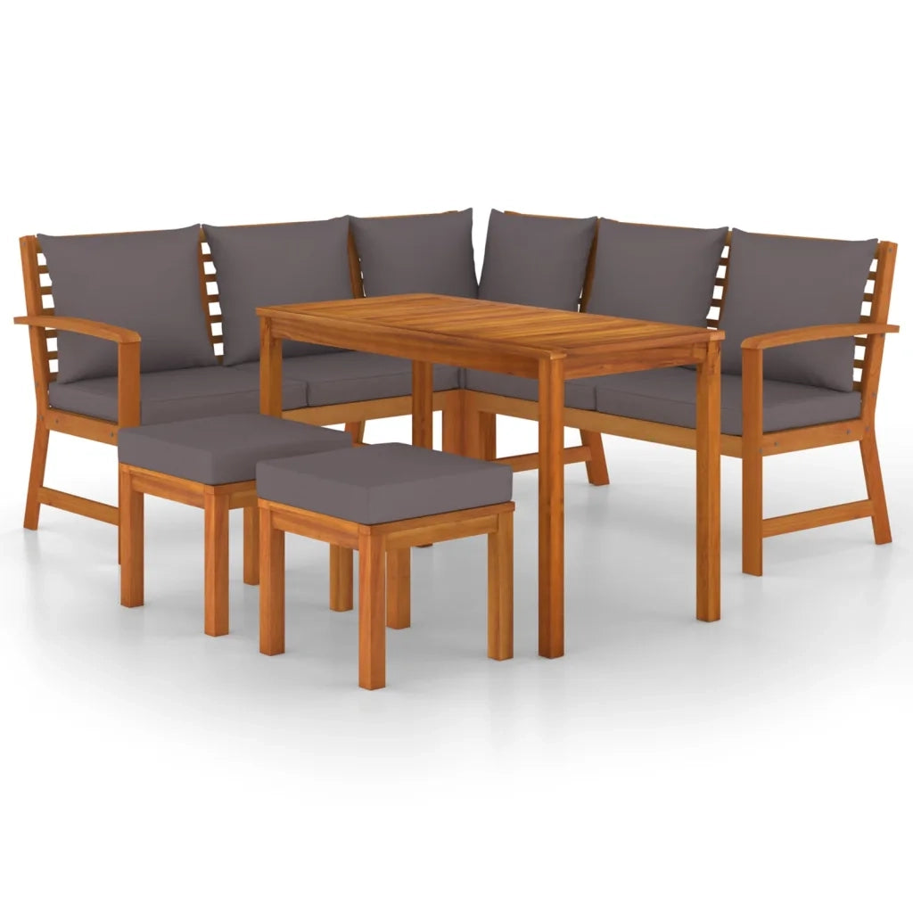 Set da Pranzo da Giardino 6pz con Cuscini Legno Massello Acaciacod mxl 76269