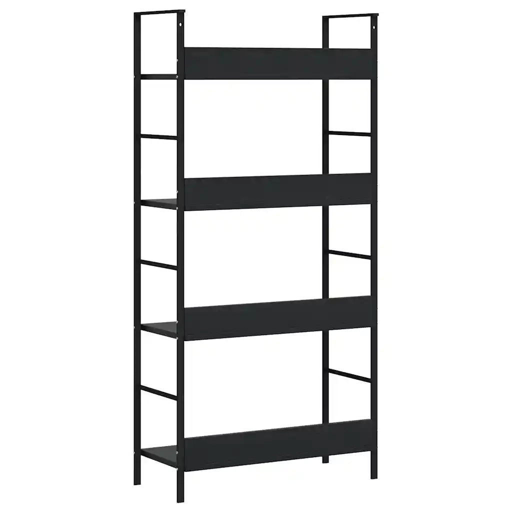 Scaffale Libri 4 Ripiani Nero 60x27,6x124,5cm Legno Multistrato 288222