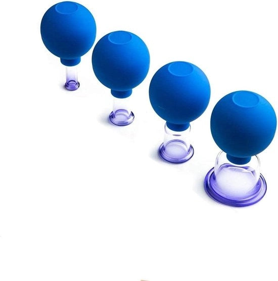 Set di Cupping con Boccia per Massaggio 4 pezzi - Set di Cupping in Vetro con Boccia - Quattro Dimensioni