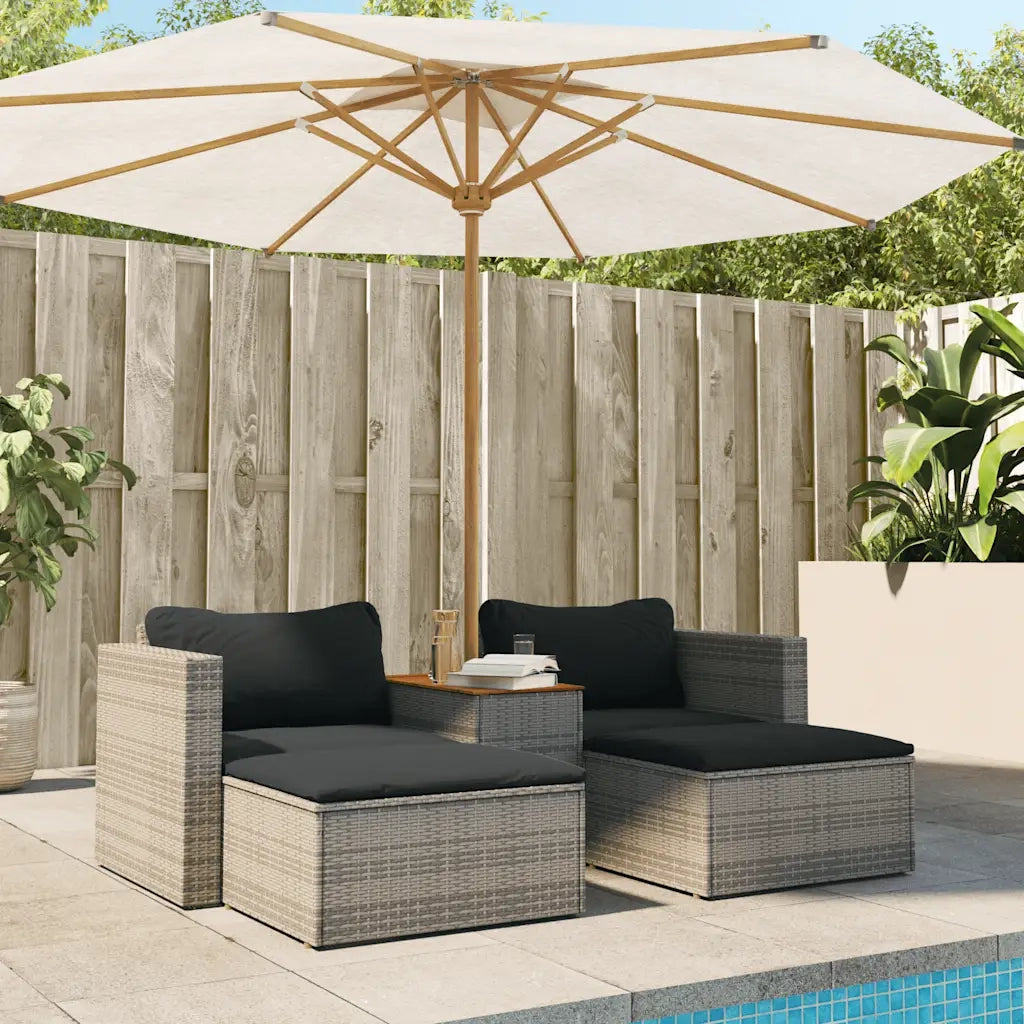 Set Divano Giardino 5 pz con Cuscini Grigio Polyrattan Acaciacod mxl 88072