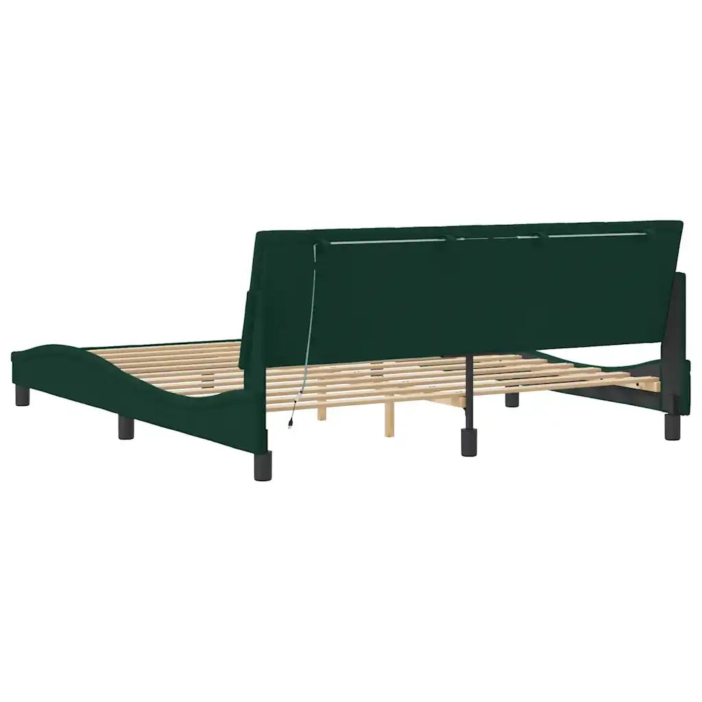 Giroletto con Luci LED Verde Scuro 180x200 cm in Velluto