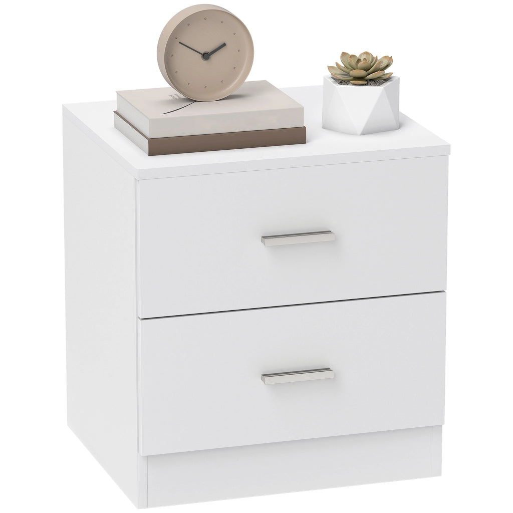 Tavolino da notte con 2 cassetti ¨C Zephmum ¨C Bianco 45x39,5x49 cm