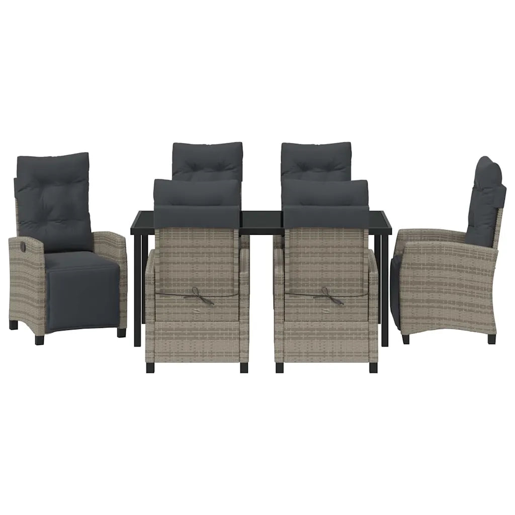 Set da Pranzo per Giardino con cuscino 7 pcs Grigio polyrattan 3380439