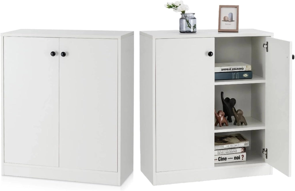 Credenza da Cucina con 2 Ante, Mobile Buffet Basso con Dispositivi Antiribaltamento, Armadio Dispensa per Soggiorno, Sala da Pranzo, Camera da Letto, Ingresso, 72 x 34 x 85,5 cm (Nero)
