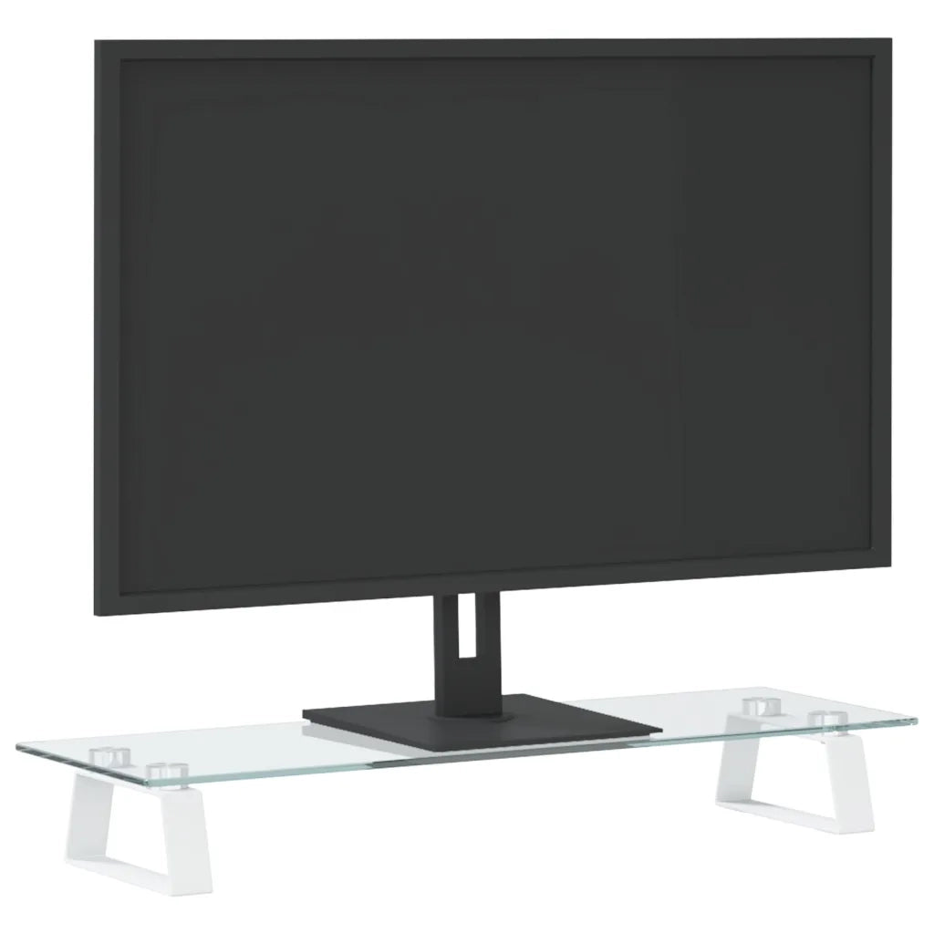 Supporto per Monitor Bianco 60x20x8cm Vetro Temperato e Metallo 374216