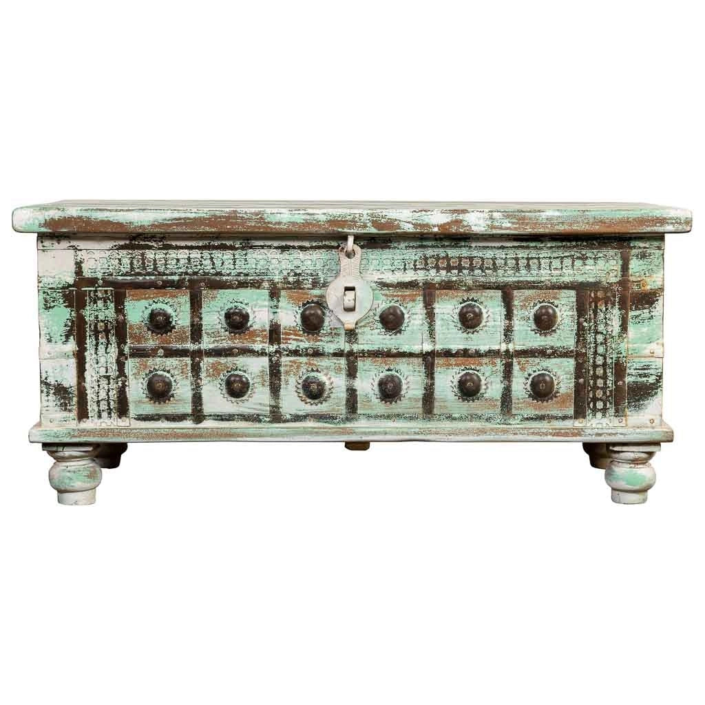Cassapanca in legno verde artigianale 98x42x45h cm