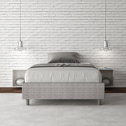 Letto una piazza e mezza con rete imbottito 120x210 tessuto Aragona 1 bianco Azelia
