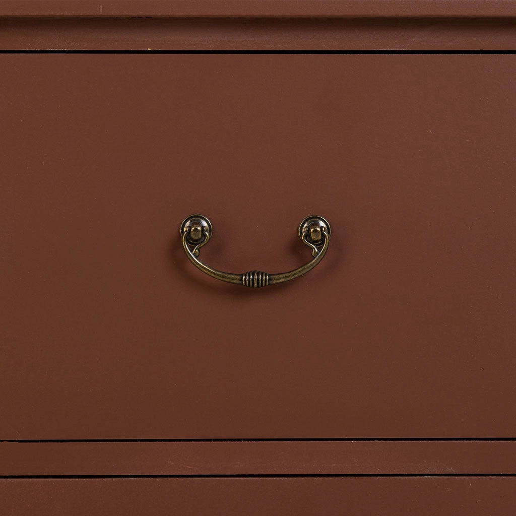 Credenza in legno marrone e rattan 106x40x78h