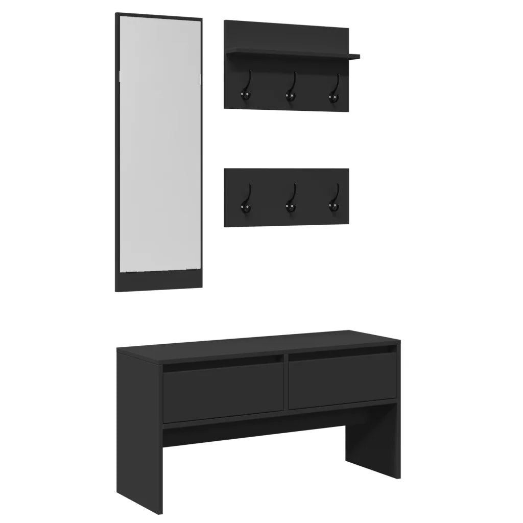 vidaXL Set Mobili da Ingresso 4 pz Nero in Legno Multistrato
