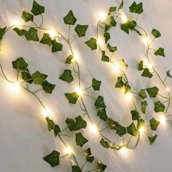 Lanterna a LED con foglie di plastica e lampada a sospensione - 2 m, 20 LED illuminazione