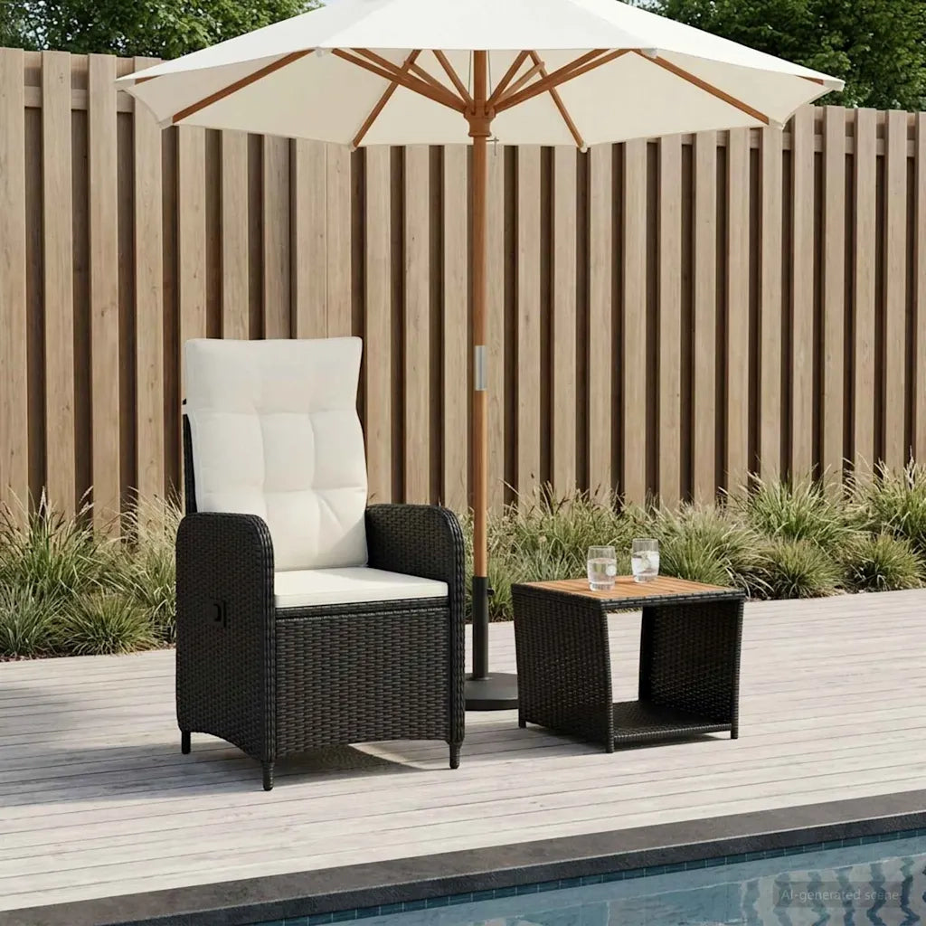 Set Lounge da Giardino 2 pz Nero e Bianco Crema 3422348