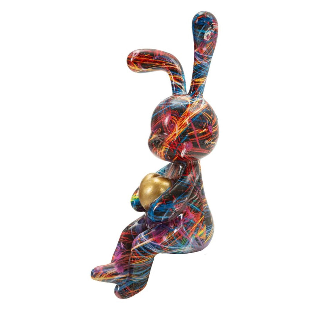 Scultura Coniglio, Multicolore, Poliresina, 8x10x23 cm