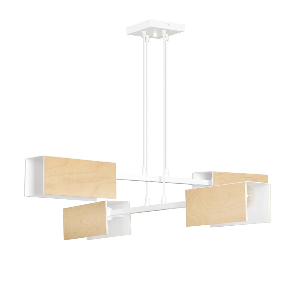 Lampadario Minimal Sarutahiko Acciaio Bianco 4 Luci E27 Ip20
