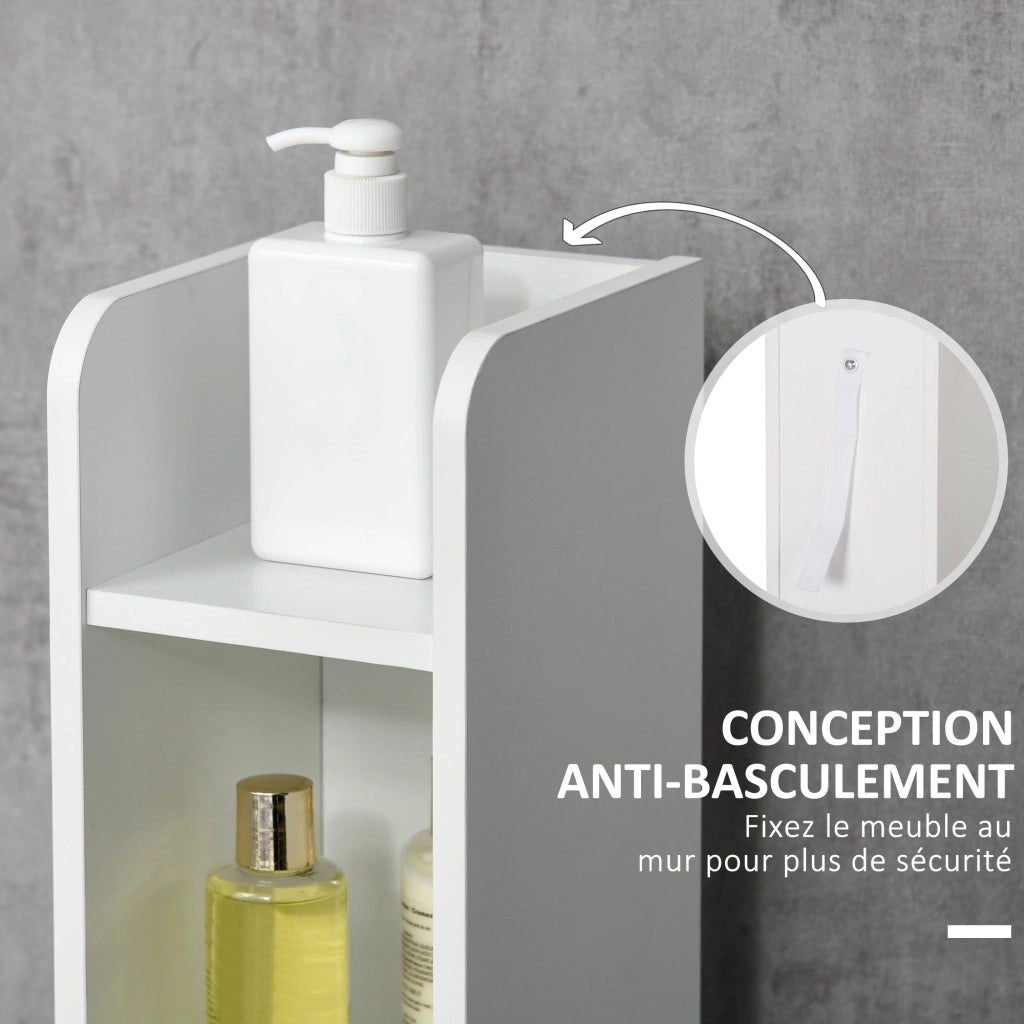 Armadietto colonna bagno con ripiani e ante ¨C zephmum ¨C 15x17x120 cm grigio