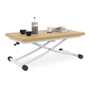 IDMarket - Tavolino 2 in 1 URBANA, trasformabile in tavolo da pranzo rettangolare, 100 cm, legno e bianco