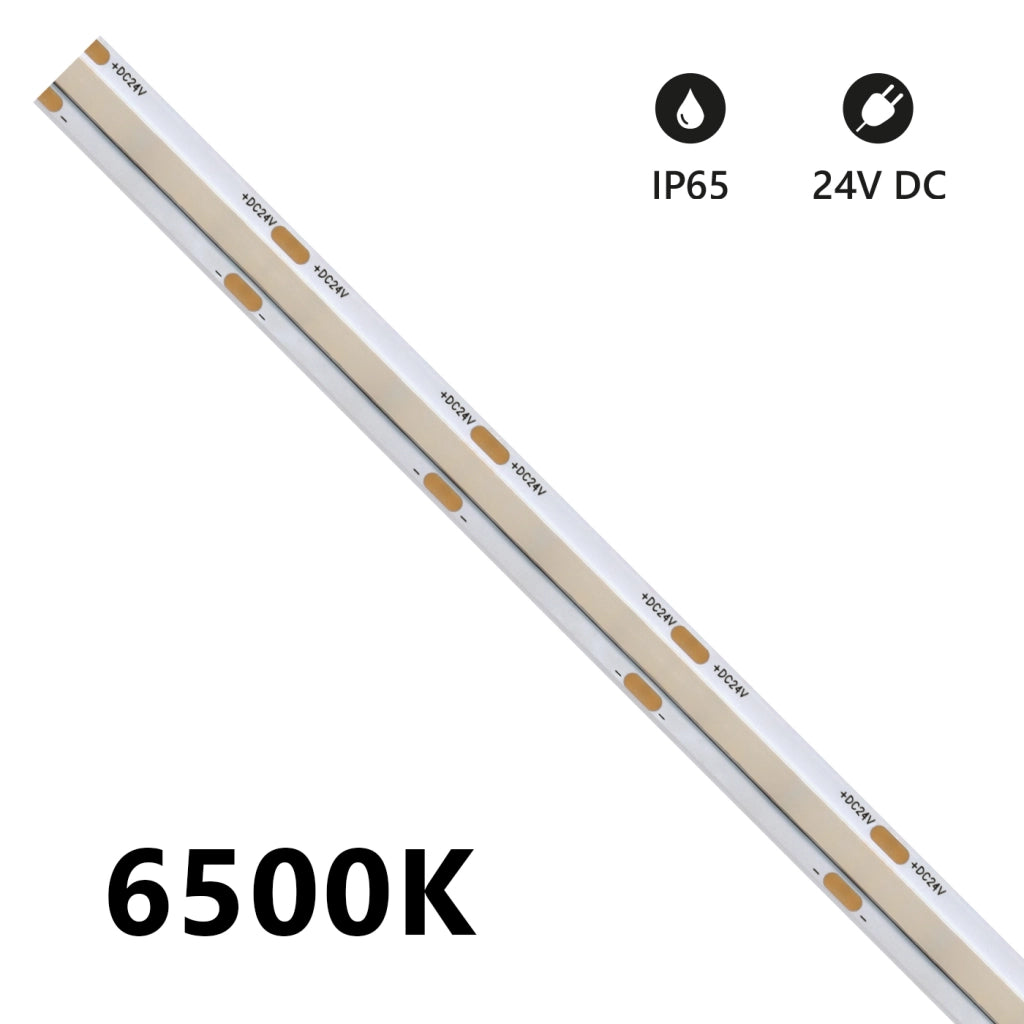 Alcapower Striscia LED SOB Serie IP65 5 metri 6500K 24V 15W/m 2100lm/m CRI 90 alta efficienza luminosa professionale installazioni interne ed esterne