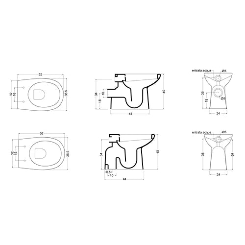 Vaso-Bidet Confort 40 LINPH scarico a pavimento