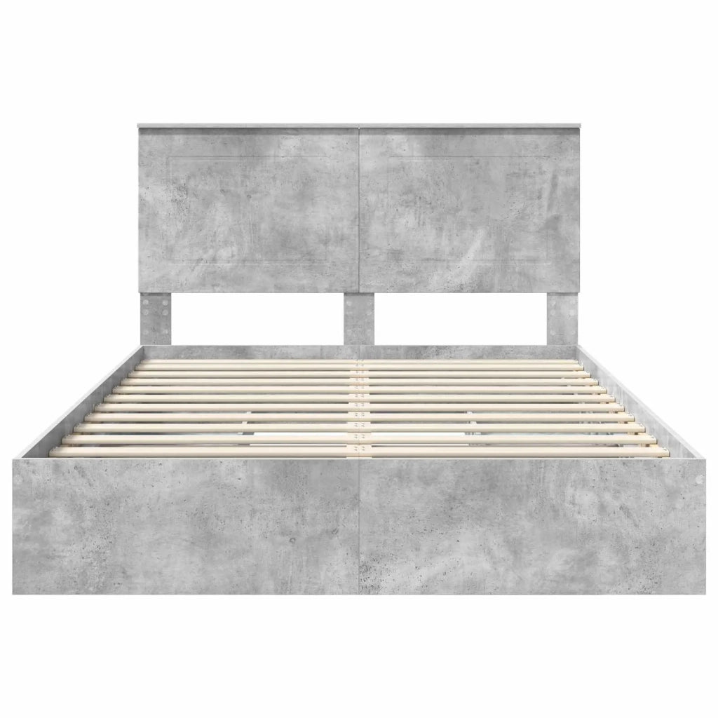 Letto con Contenitore con testiera-Struttura Letto con contenitore Grigio cemento 150 x 200 cm 349888