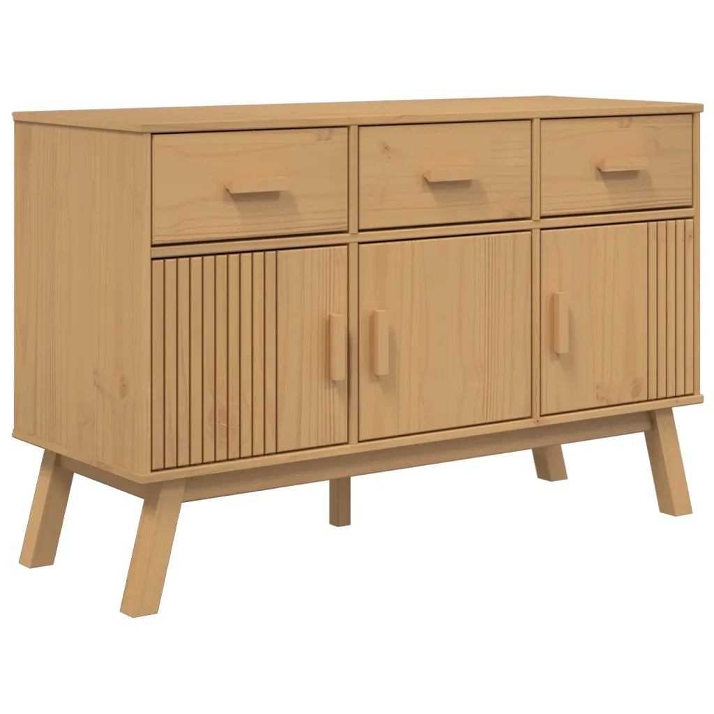 Credenza | Madia | Buffet da pranzo | Armadio da pranzo OLDEN Marrone 114x43x73,5 cm in Legno Massello di Pino