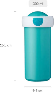 Bicchiere da Drinko Campus - Bicchiere da acqua impermeabile per bambini - Bicchiere riciclabile - BPA libero e idoneo per lavastoviglie - 300 ml - Blu turquesa